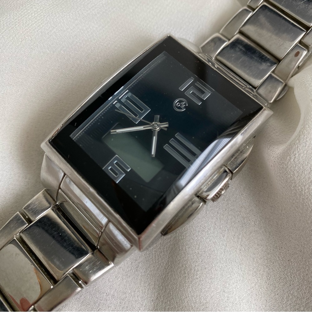 VTG Chunky Silver Rectangular Stainless Steel Wat… - image 2